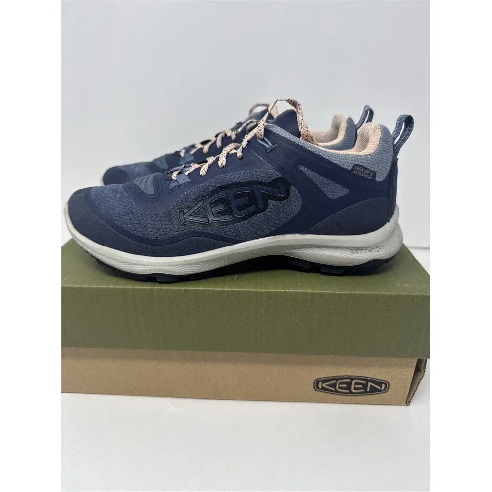 KEEN Women's TERRADORA FLEX Waterproof Hiking Sneakers Size 6.5 INDIGO/PEACH